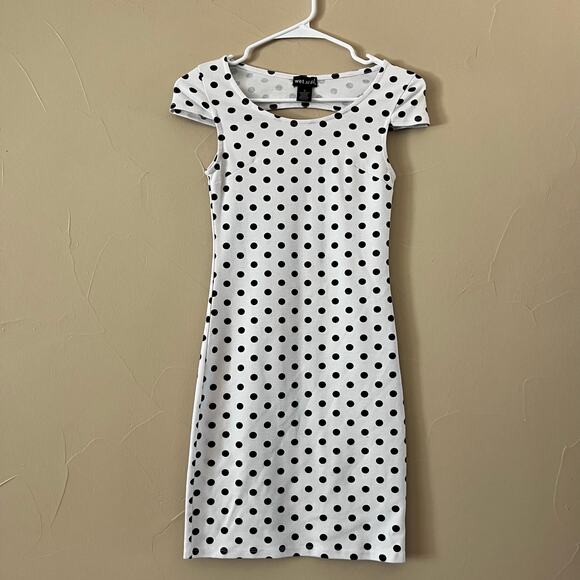 Wet Seal Retro Y2K Black and White Polka Dot Bodycon Dress: Size Small - Picture 1 of 4